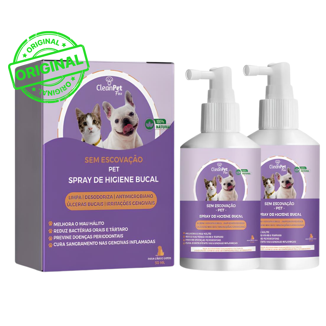 Spray de limpeza bucal - anti tártaro e mau hálito - [Cães e Gatos]