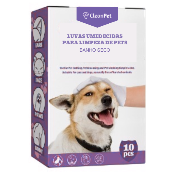 Luvas Umedecidas Banho seco CleanPet  - Seu Pet Limpo e Quente, Sem Molhar!