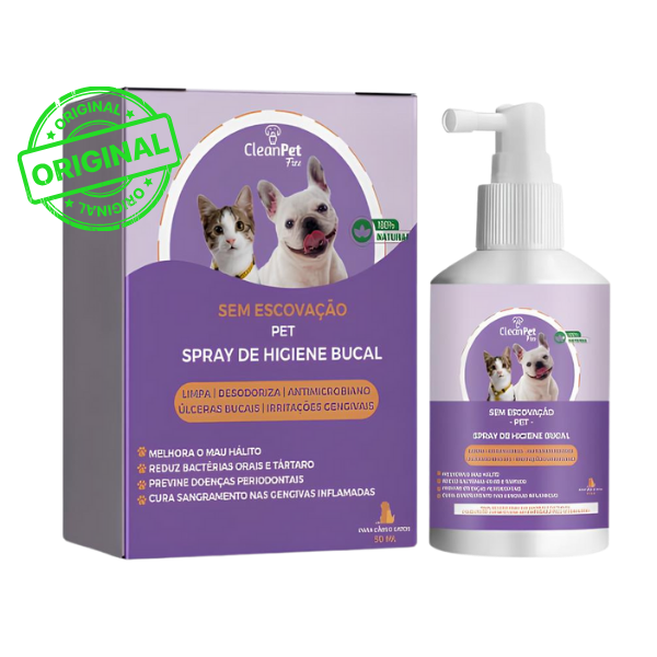 Spray de limpeza bucal - anti tártaro e mau hálito - [Cães e Gatos]