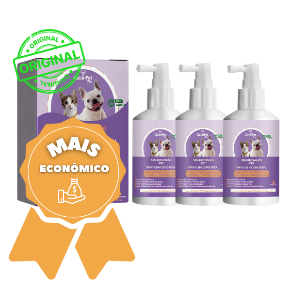 Spray de limpeza bucal - anti tártaro e mau hálito - [Cães e Gatos]