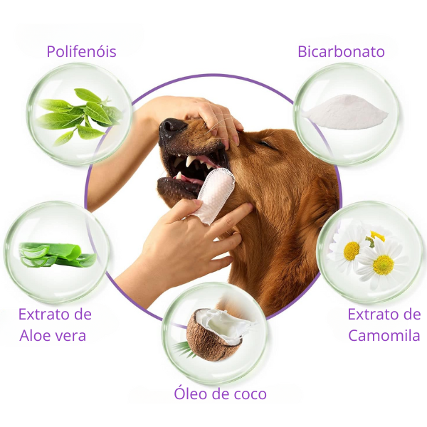 Toalhitas de limpeza dentária para animais - Desenvolvidas para pets que detestam escovas